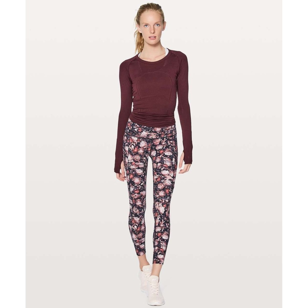 Lululemon Fast and Free 7/8 Tight II 25" Peony Multi Floral Nulux Leggings 6